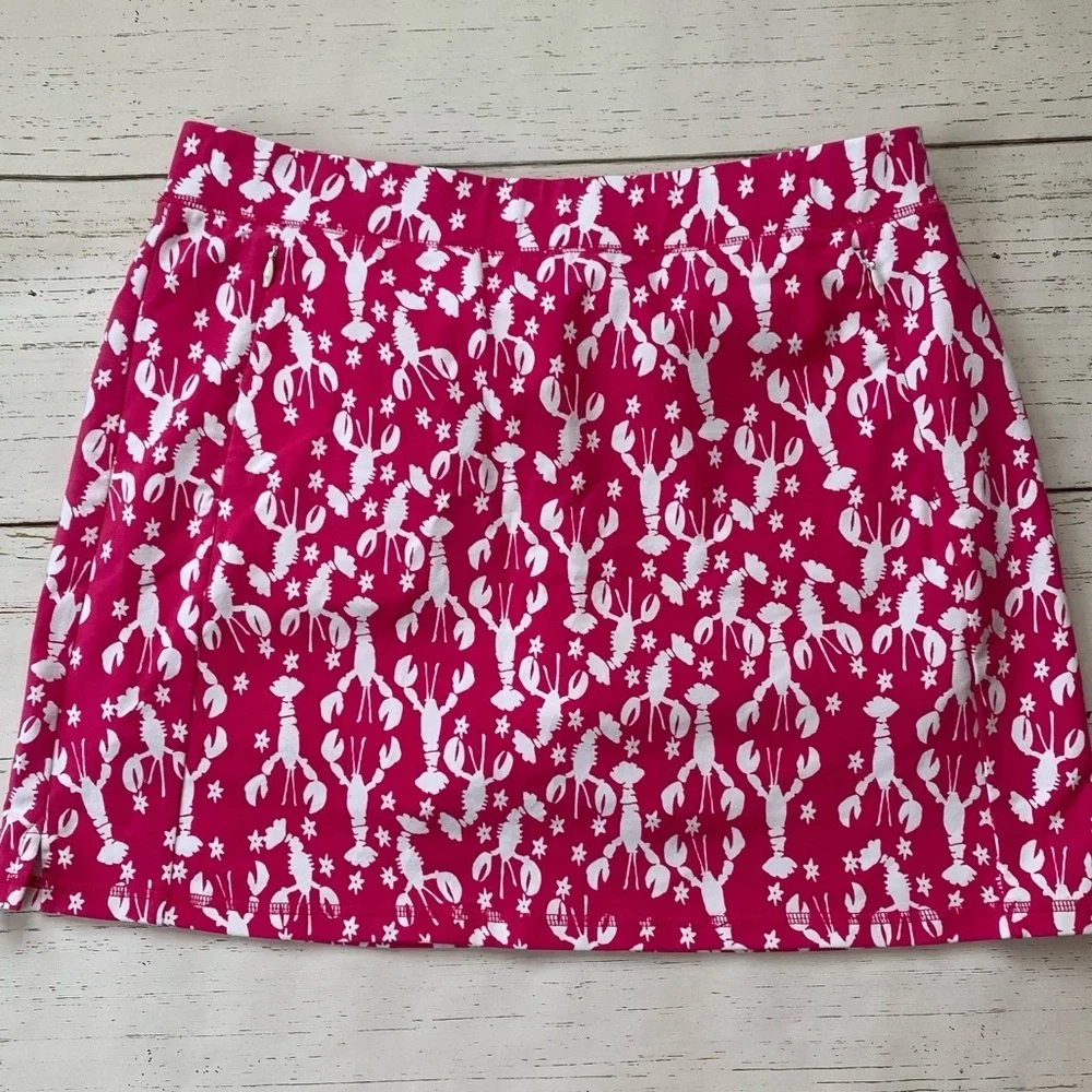 Talbots Pink Lobster Novelty print skirt skort size L